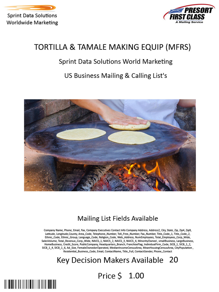 TORTILLA & TAMALE MAKING EQUIP (MFRS)