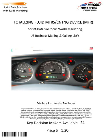 TOTALIZING FLUID MTRS/CNTNG DEVICE (MFR)