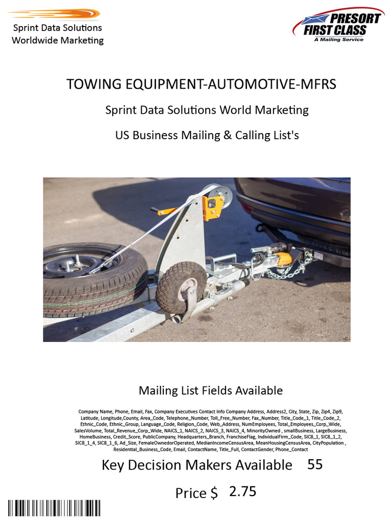 TOWING EQUIPMENT-AUTOMOTIVE-MFRS