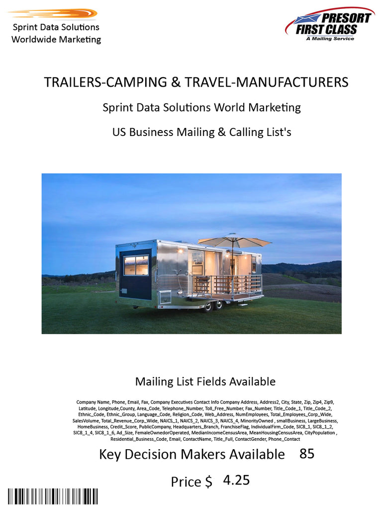 TRAILERS-CAMPING & TRAVEL-MANUFACTURERS