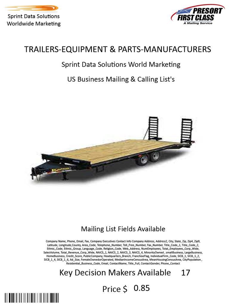 TRAILERS-EQUIPMENT & PARTS-MANUFACTURERS