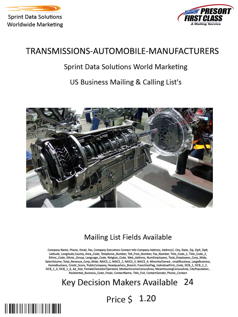 TRANSMISSIONS-AUTOMOBILE-MANUFACTURERS