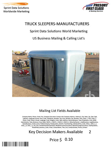 TRUCK SLEEPERS-MANUFACTURERS