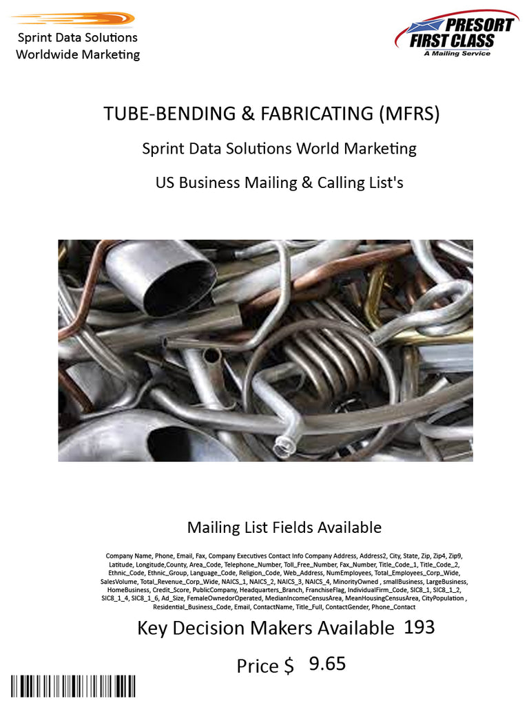 TUBE-BENDING & FABRICATING (MFRS)