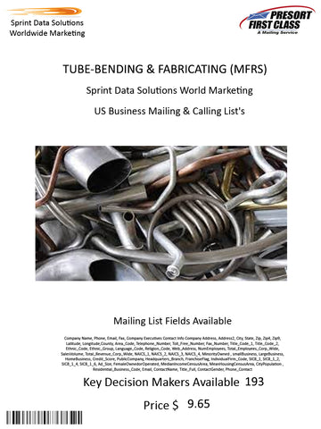 TUBE-BENDING & FABRICATING (MFRS)