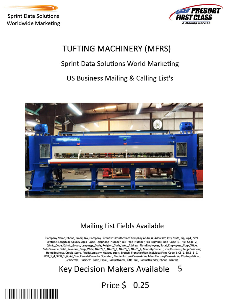 TUFTING MACHINERY (MFRS)