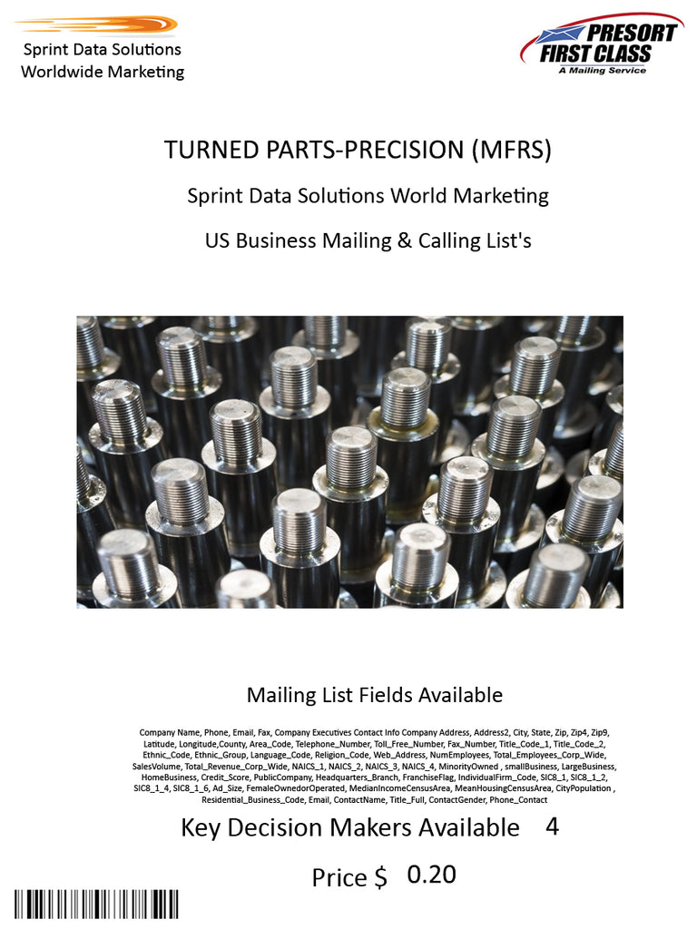 TURNED PARTS-PRECISION (MFRS)