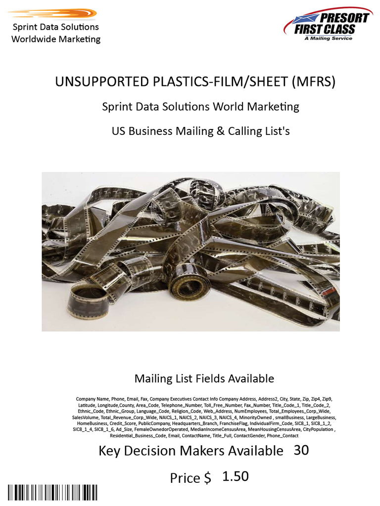 UNSUPPORTED PLASTICS-FILM/SHEET (MFRS)