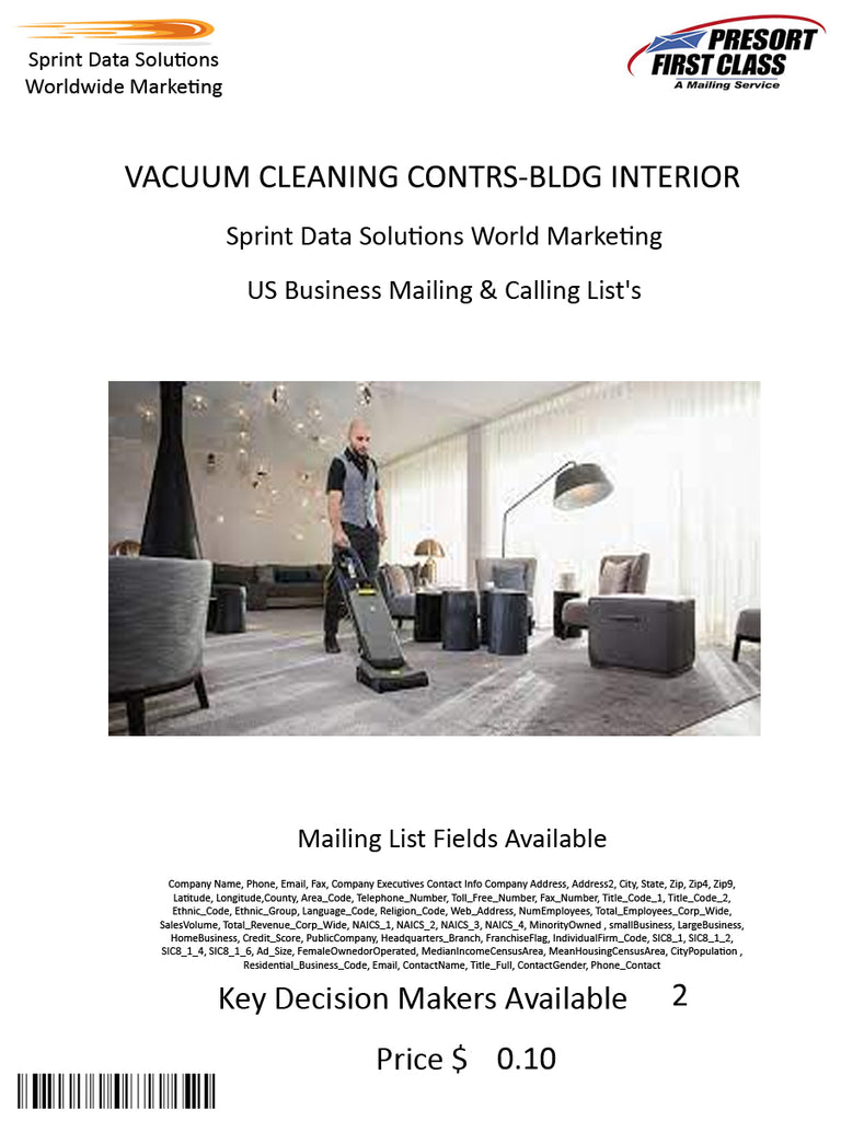 VACUUM CLEANING CONTRS-BLDG INTERIOR