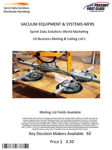 VACUUM EQUIPMENT & SYSTEMS-MFRS