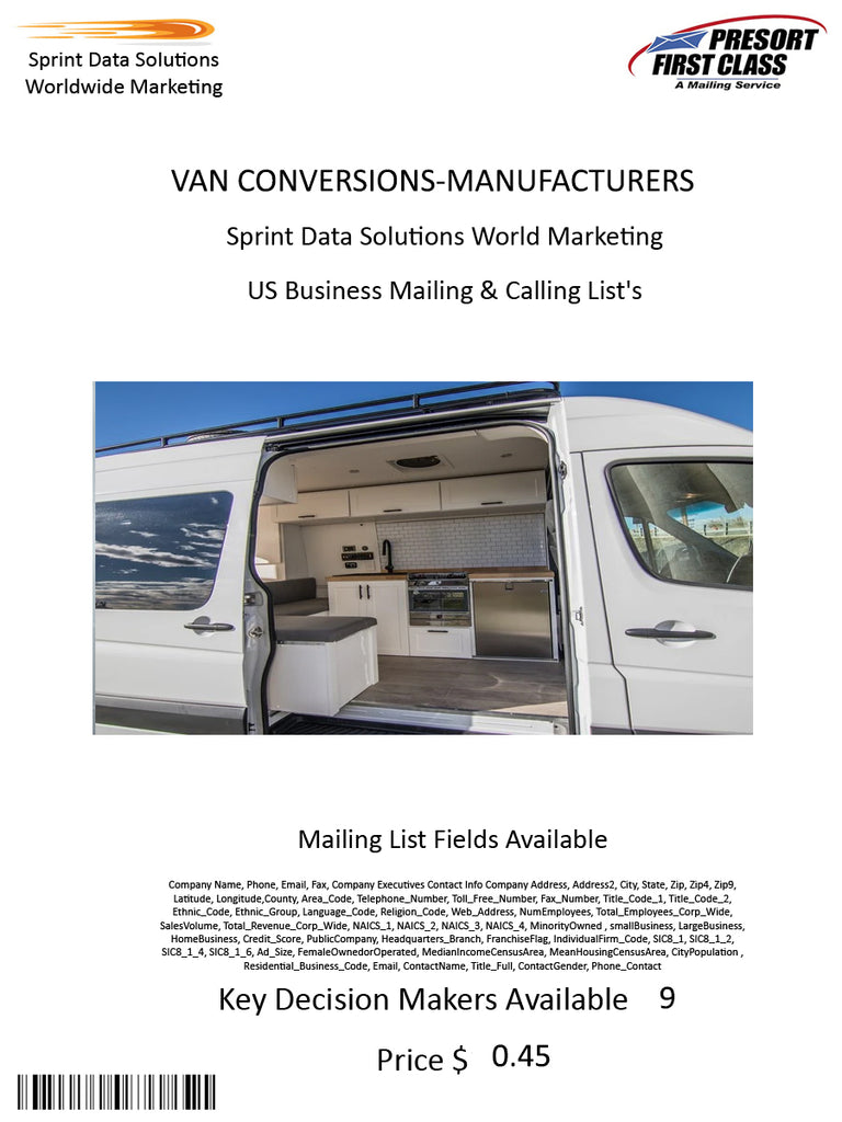 VAN CONVERSIONS-MANUFACTURERS