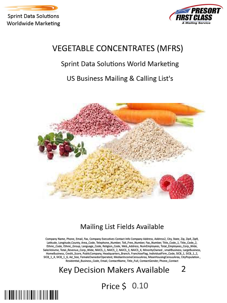 VEGETABLE CONCENTRATES (MFRS)