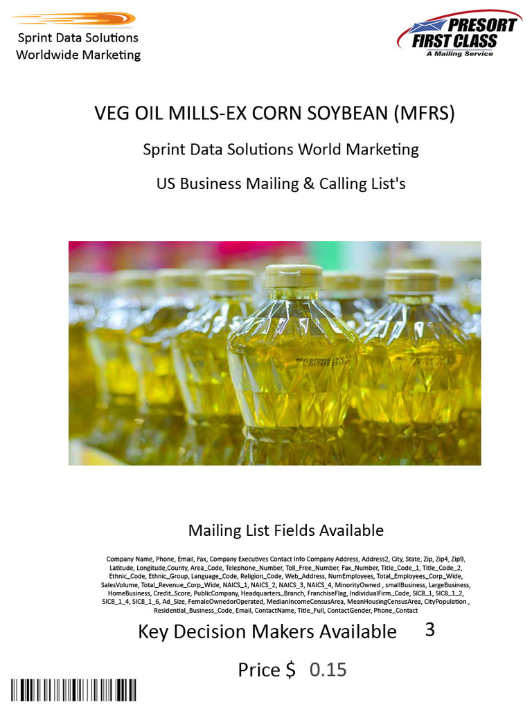 VEG OIL MILLS-EX CORN SOYBEAN (MFRS)