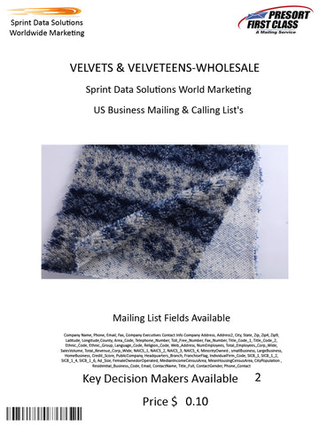 VELVETS & VELVETEENS-WHOLESALE