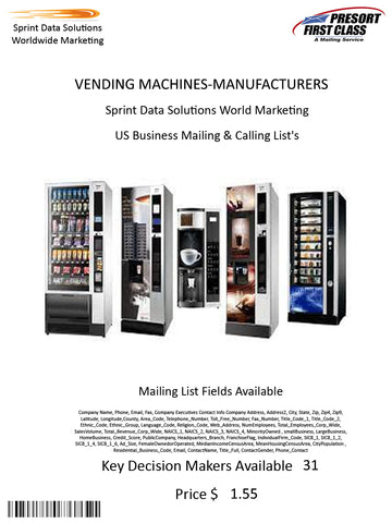 VENDING MACHINES-MANUFACTURERS