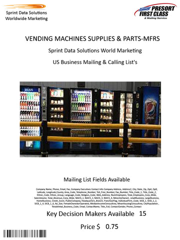 VENDING MACHINES SUPPLIES & PARTS-MFRS