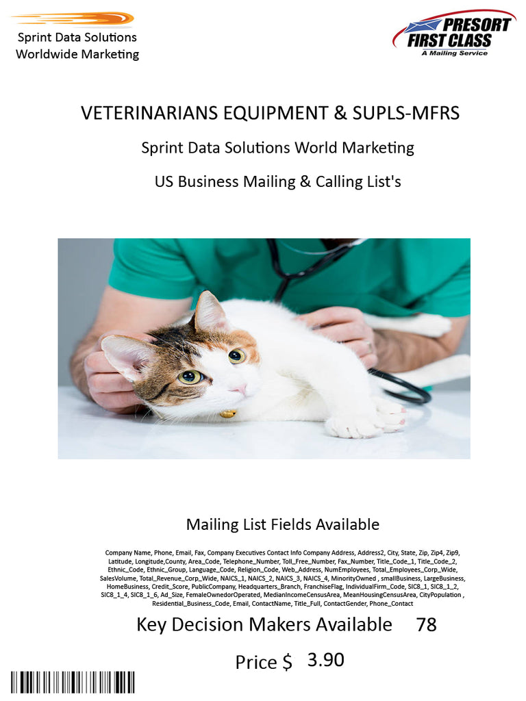 VETERINARIANS EQUIPMENT & SUPLS-MFRS