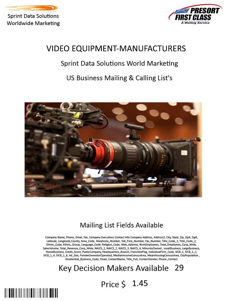 VIDEO EQUIPMENT-MANUFACTURERS