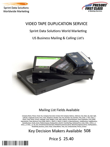 VIDEO TAPE DUPLICATION SERVICE