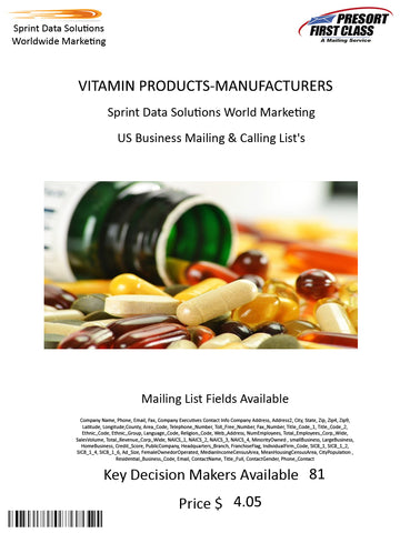 VITAMIN PRODUCTS-MANUFACTURERS