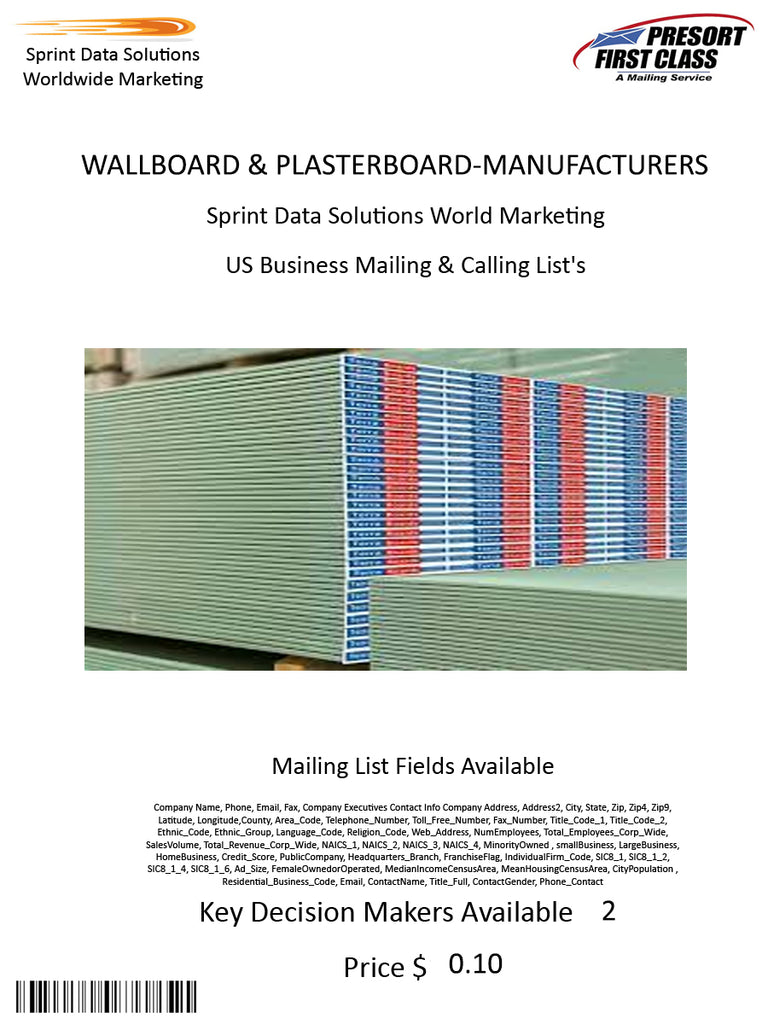 WALLBOARD & PLASTERBOARD-MANUFACTURERS