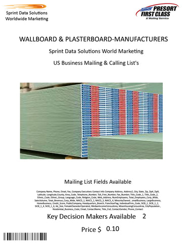 WALLBOARD & PLASTERBOARD-MANUFACTURERS