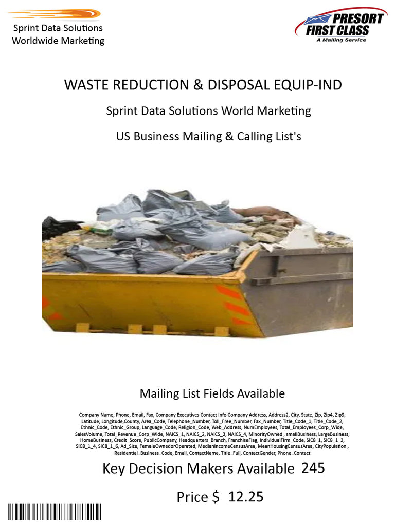 WASTE REDUCTION & DISPOSAL EQUIP-IND