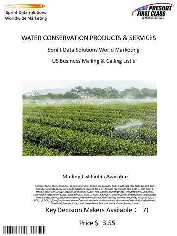 WATER CONSERVATION PRODUCTS & SERVICES