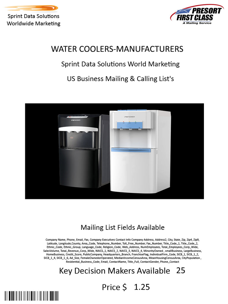 WATER COOLERS-MANUFACTURERS