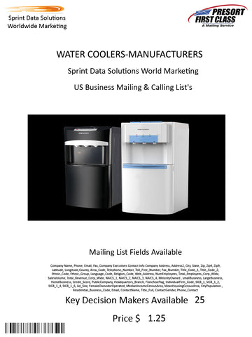 WATER COOLERS-MANUFACTURERS