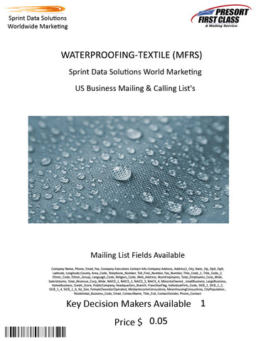 WATERPROOFING-TEXTILE (MFRS)