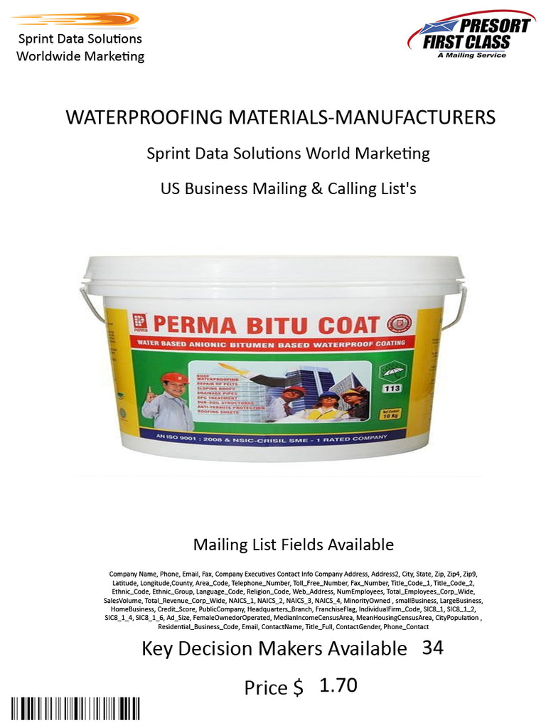 WATERPROOFING MATERIALS-MANUFACTURERS