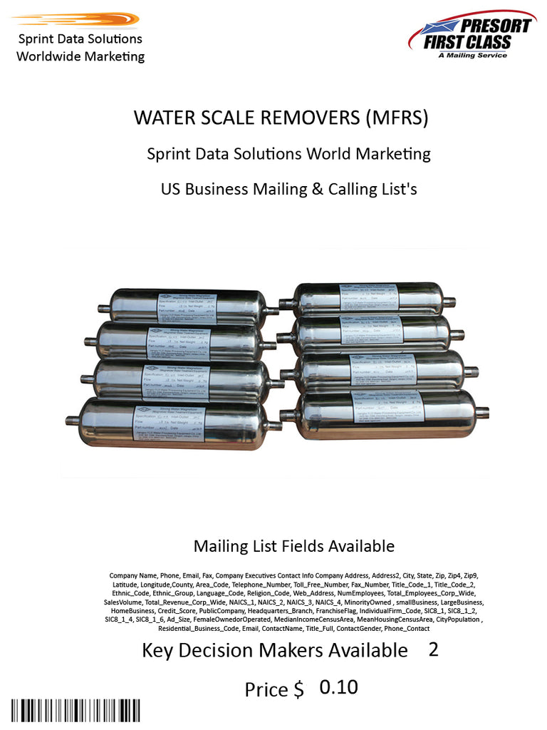 WATER SCALE REMOVERS (MFRS)