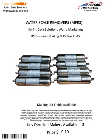 WATER SCALE REMOVERS (MFRS)