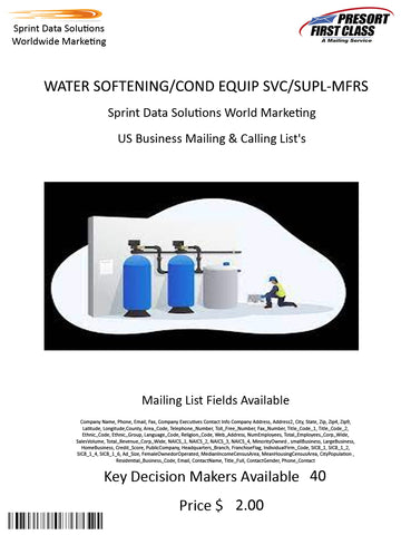 WATER SOFTENING/COND EQUIP SVC/SUPL-MFRS