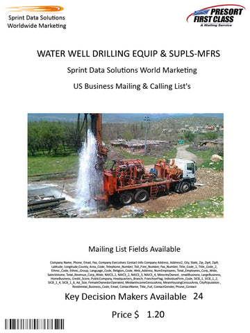 WATER WELL DRILLING EQUIP & SUPLS-MFRS