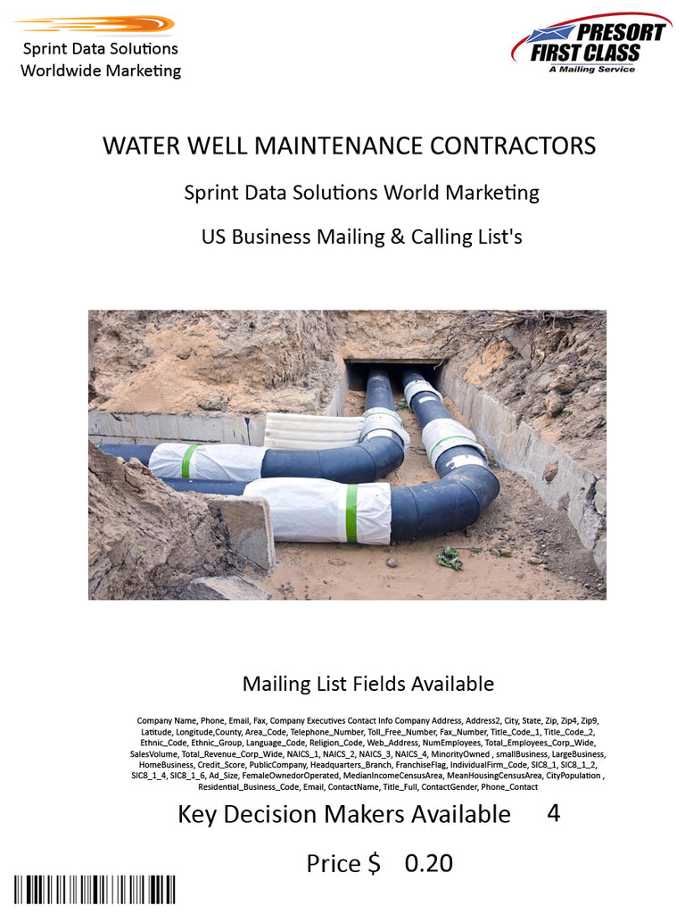 WATER WELL MAINTENANCE CONTRACTORS