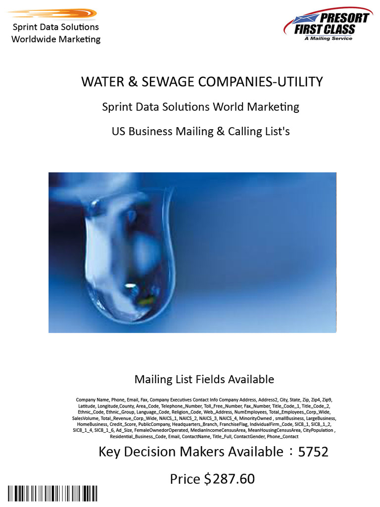 WATER & SEWAGE COMPANIES-UTILITY