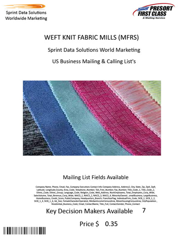 WEFT KNIT FABRIC MILLS (MFRS)