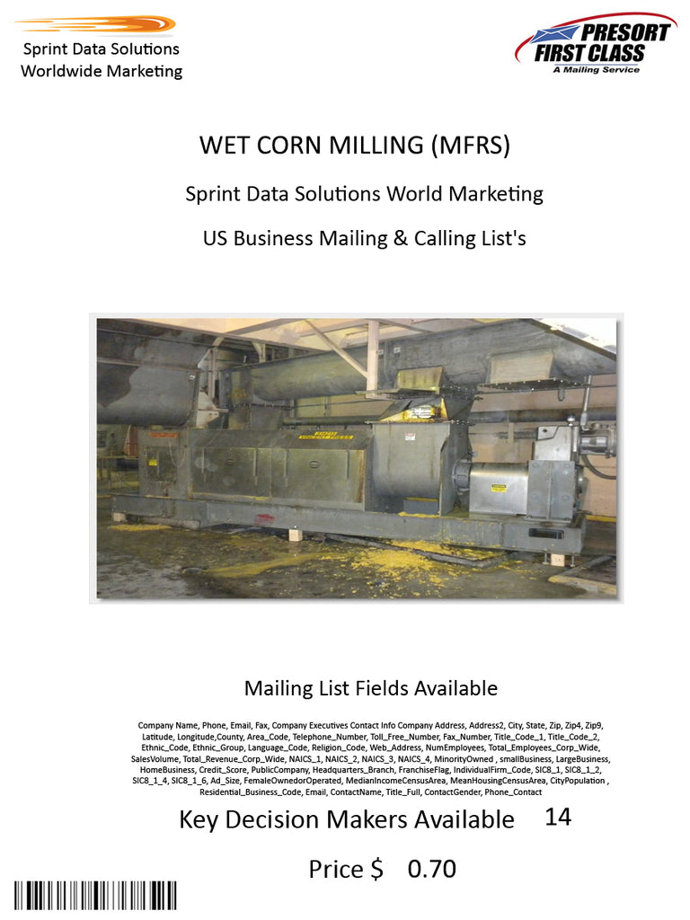 WET CORN MILLING (MFRS)