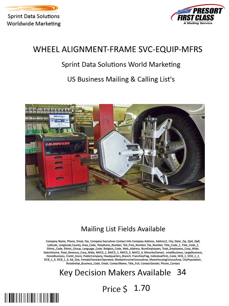 WHEEL ALIGNMENT-FRAME SVC-EQUIP-MFRS