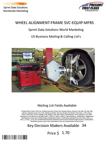 WHEEL ALIGNMENT-FRAME SVC-EQUIP-MFRS