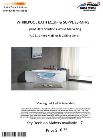 WHIRLPOOL BATH EQUIP & SUPPLIES-MFRS