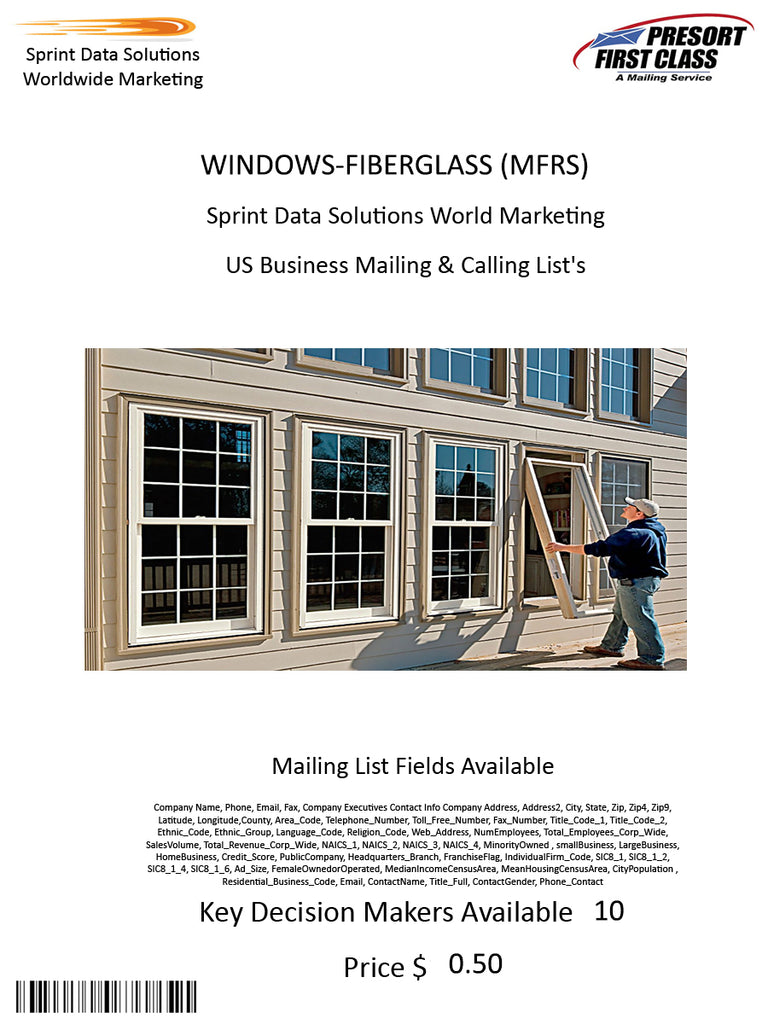 WINDOWS-FIBERGLASS (MFRS)