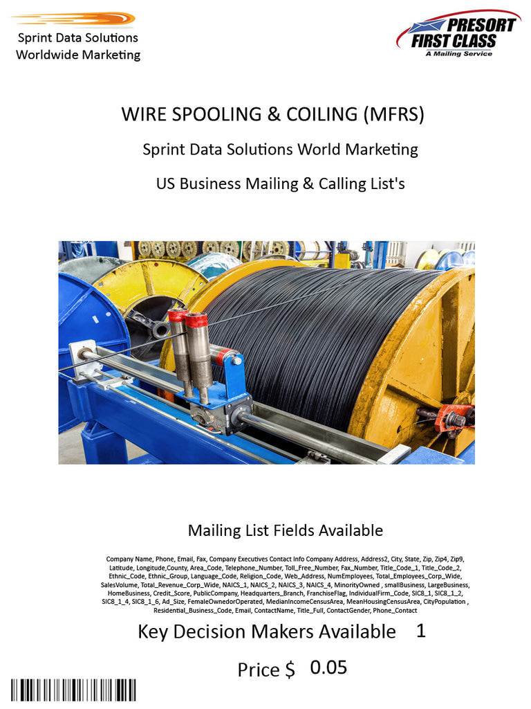 WIRE SPOOLING & COILING (MFRS)