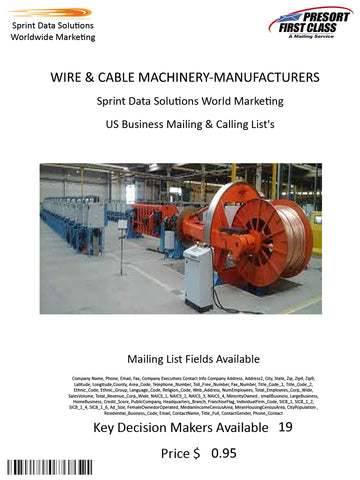 WIRE & CABLE MACHINERY-MANUFACTURERS