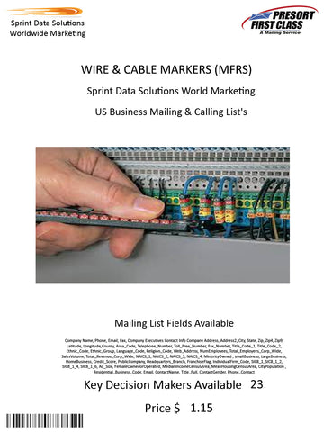 WIRE & CABLE MARKERS (MFRS)