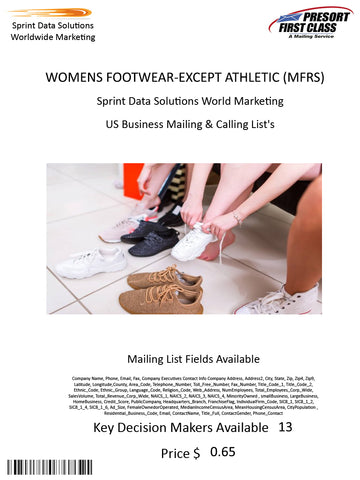 WOMENS FOOTWEAR-EXCEPT ATHLETIC (MFRS)