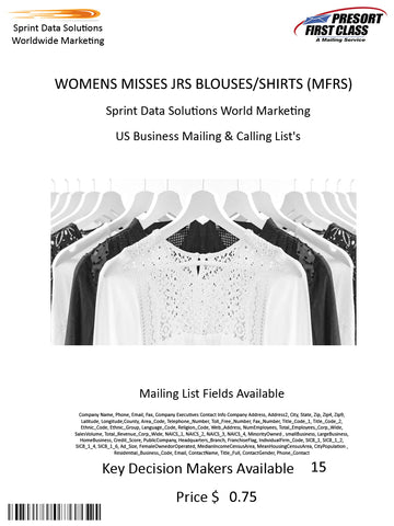 WOMENS MISSES JRS BLOUSES/SHIRTS (MFRS)