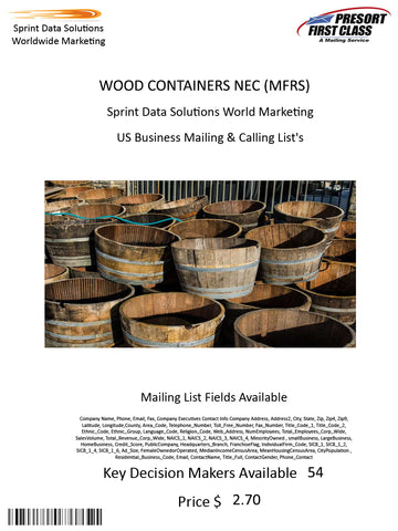 WOOD CONTAINERS NEC (MFRS)